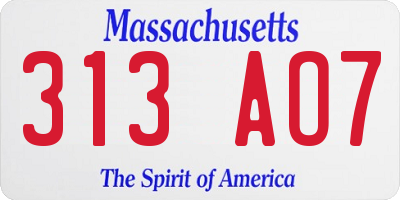 MA license plate 313AO7