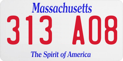 MA license plate 313AO8