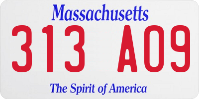 MA license plate 313AO9