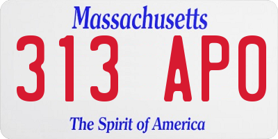 MA license plate 313AP0