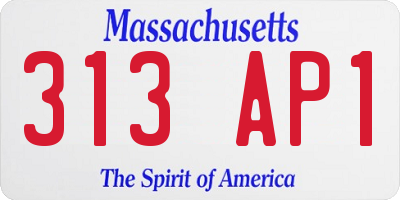 MA license plate 313AP1