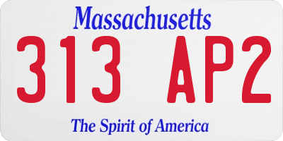 MA license plate 313AP2