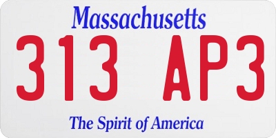MA license plate 313AP3