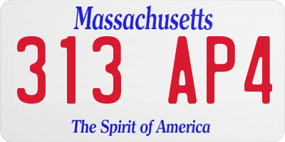 MA license plate 313AP4