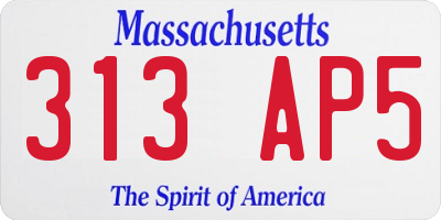 MA license plate 313AP5