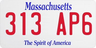 MA license plate 313AP6
