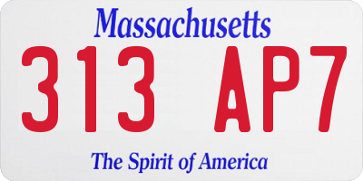 MA license plate 313AP7