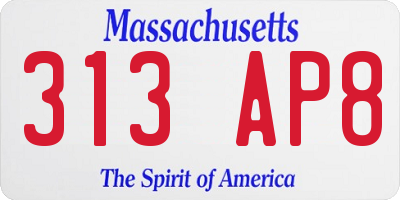 MA license plate 313AP8