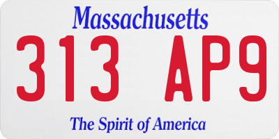 MA license plate 313AP9