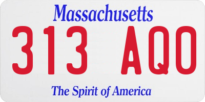 MA license plate 313AQ0