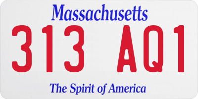 MA license plate 313AQ1