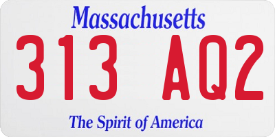 MA license plate 313AQ2