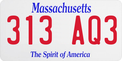 MA license plate 313AQ3