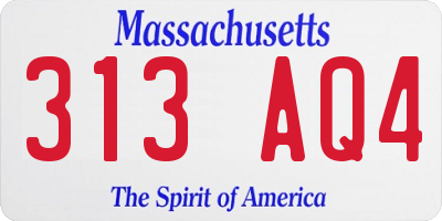 MA license plate 313AQ4