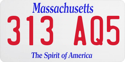 MA license plate 313AQ5