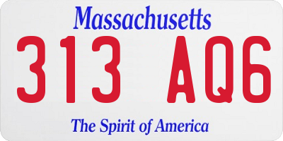MA license plate 313AQ6