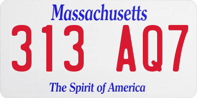 MA license plate 313AQ7