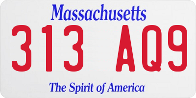 MA license plate 313AQ9