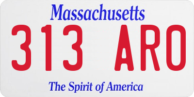 MA license plate 313AR0