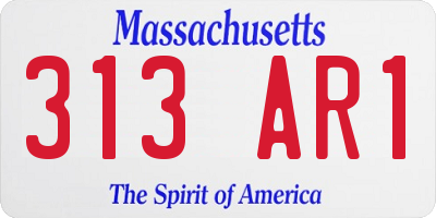 MA license plate 313AR1