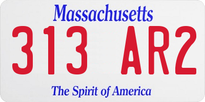 MA license plate 313AR2