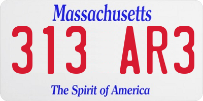 MA license plate 313AR3