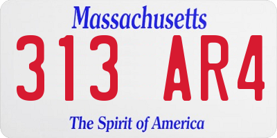 MA license plate 313AR4