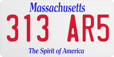 MA license plate 313AR5