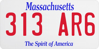 MA license plate 313AR6