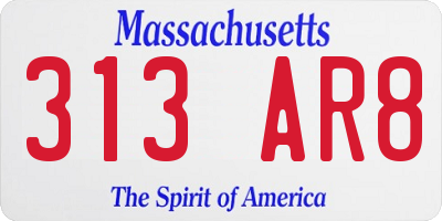 MA license plate 313AR8