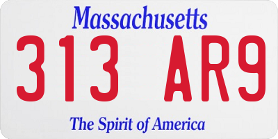 MA license plate 313AR9