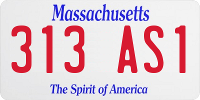 MA license plate 313AS1