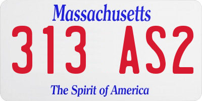MA license plate 313AS2
