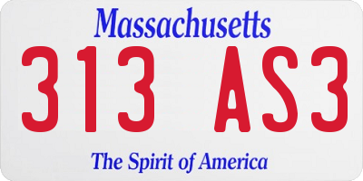 MA license plate 313AS3