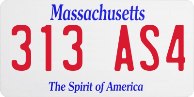 MA license plate 313AS4