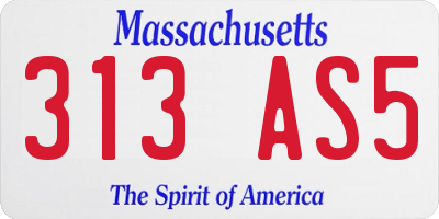 MA license plate 313AS5