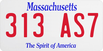 MA license plate 313AS7