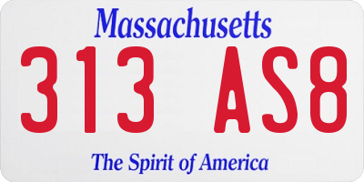 MA license plate 313AS8