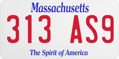 MA license plate 313AS9