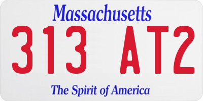 MA license plate 313AT2