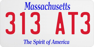 MA license plate 313AT3