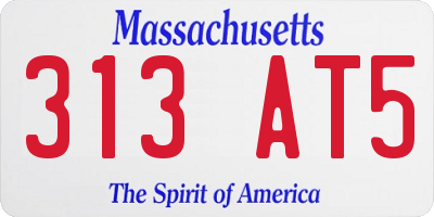 MA license plate 313AT5