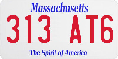 MA license plate 313AT6