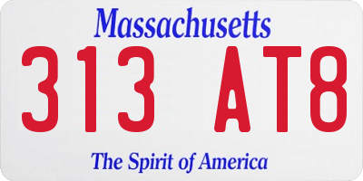 MA license plate 313AT8