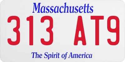 MA license plate 313AT9