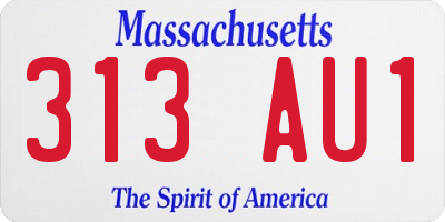MA license plate 313AU1