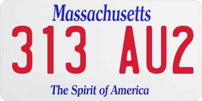 MA license plate 313AU2