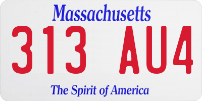 MA license plate 313AU4