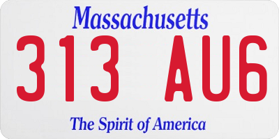 MA license plate 313AU6