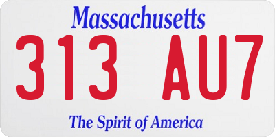 MA license plate 313AU7